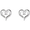 Accented Heart Earrings Mounting in Sterling Silver for Round Stone, 0.51 grams