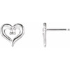 Accented Heart Earrings Mounting in Platinum for Round Stone, 0.99 grams