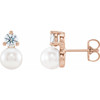 Accented Pearl Earrings Mounting in 14 Karat Rose Gold for Round Stone, 1.95 grams