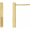 Accented Bar Earrings Mounting in 14 Karat Yellow Gold for Round Stone, 0.86 grams