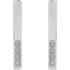 Accented Bar Earrings Mounting in 14 Karat White Gold for Round Stone, 0.84 grams