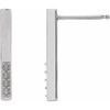Accented Bar Earrings Mounting in Platinum for Round Stone, 1.33 grams