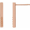 Accented Bar Earrings Mounting in 14 Karat Rose Gold for Round Stone, 0.86 grams