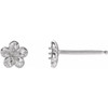 Youth Flower Earrings Mounting in 14 Karat White Gold for Round Stone, 0.34 grams