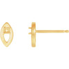 Accented Earrings Mounting in 14 Karat Yellow Gold for Round Stone, 0.33 grams