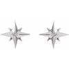 Accented Star Earrings Mounting in 14 Karat White Gold for Round Stone, 0.41 grams