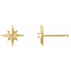 Accented Star Earrings Mounting in 14 Karat Yellow Gold for Round Stone, 0.43 grams