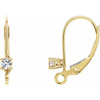 Accented Lever Back Earring Top Mounting in 14 Karat Yellow Gold for Round Stone, 0.47 grams