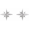 Accented Star Earrings Mounting in Platinum for Round Stone, 0.65 grams