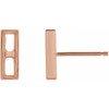 Baguette Bezel Set Bar Earrings Mounting in 14 Karat Rose Gold for Straight baguette Stone, 0.68 grams
