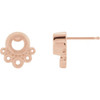 Accented Bezel Set Earrings Mounting in 14 Karat Rose Gold for Round Stone, 1.45 grams