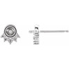 Accented Pearl Earrings Mounting in 14 Karat White Gold for Pearl Stone, 0.58 grams