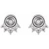 Accented Pearl Earrings Mounting in Sterling Silver for Pearl Stone, 0.49 grams