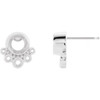 Accented Bezel Set Earrings Mounting in 14 Karat White Gold for Round Stone, 1.41 grams