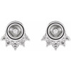 Accented Pearl Earrings Mounting in Platinum for Pearl Stone, 0.92 grams