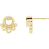Accented Bezel Set Earrings Mounting in 14 Karat Yellow Gold for Round Stone, 1.45 grams