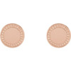 Accented Engravable Earrings Mounting in 14 Karat Rose Gold for Round Stone, 1.69 grams