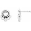 Accented Cabochon Earrings Mounting in 14 Karat White Gold for Round Stone, 1.09 grams
