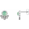 Accented Cabochon Earrings Mounting in Platinum for Round Stone, 1.74 grams