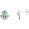 Accented Cabochon Earrings Mounting in Sterling Silver for Round Stone, 0.9 grams