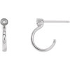 Bezel Set Huggie Earrings Mounting in 14 Karat White Gold for Round Stone, 0.42 grams