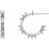 Accented Hoop Earrings Mounting in 14 Karat White Gold for Straight baguette Stone, 1.5 grams