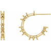 Accented Hoop Earrings Mounting in 14 Karat Yellow Gold for Straight baguette Stone, 1.54 grams
