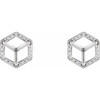 Round 3 Prong Halo Style Stud Earrings Mounting in 18 Karat White Gold for Round Stone, 1.11 grams