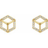 Round 3 Prong Halo Style Stud Earrings Mounting in 14 Karat Yellow Gold for Round Stone, 0.97 grams