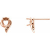 Accented Earrings Mounting in 14 Karat Rose Gold for Oval Stone, 0.63 grams