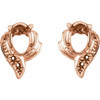 Accented Earrings Mounting in 14 Karat Rose Gold for Oval Stone, 0.63 grams