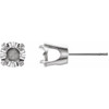 Round 4 Prong Illusion Earrings Mounting in 14 Karat White Gold for Round Stone, 0.37 grams