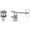 Round 4 Prong Accented Earrings Mounting in 14 Karat White Gold for Round Stone, 0.96 grams