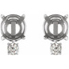 Round 4 Prong Accented Earrings Mounting in 14 Karat White Gold for Round Stone, 0.96 grams