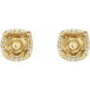 Round 4 Prong Accented Solstice Solitaire® Stud Earrings Mounting in 14 Karat Yellow Gold for Round Stone, 1.33 grams