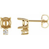 Round 4 Prong Accented Earrings Mounting in 14 Karat Yellow Gold for Round Stone, 0.98 grams