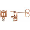 Round 4 Prong Accented Earrings Mounting in 14 Karat Rose Gold for Round Stone, 0.98 grams