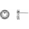 Bezel Set Halo Style Earrings Mounting in Sterling Silver for Round Stone, 1.31 grams