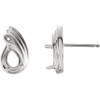 Accented Earrings Mounting in 14 Karat White Gold for Pear shape Stone, 1.06 grams