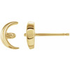 Pearl Crescent Moon Earrings Mounting in 14 Karat Yellow Gold for Pearl Stone, 0.44 grams