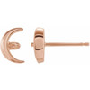 Pearl Crescent Moon Earrings Mounting in 14 Karat Rose Gold for Pearl Stone, 0.44 grams