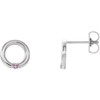 Family Circle Earrings Mounting in 14 Karat White Gold for Round Stone, 0.55 grams