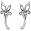 Floral J Hoop Earrings Mounting in Sterling Silver for Marquise Stone, 0.69 grams