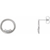 Accented Circle Earrings Mounting in 14 Karat White Gold for Round Stone, 2.11 grams