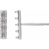 Family Bar Earrings Mounting in Platinum for Round Stone, 0.77 grams