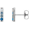 Family Bar Earrings Mounting in Platinum for Round Stone, 0.77 grams