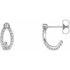 Accented J Hoop Earrings Mounting in 14 Karat White Gold for Round Stone, 2.11 grams