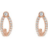 Accented J Hoop Earrings Mounting in 14 Karat Rose Gold for Round Stone, 2.16 grams