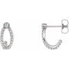 Accented J Hoop Earrings Mounting in Platinum for Round Stone, 1.47 grams
