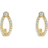 Accented J Hoop Earrings Mounting in 14 Karat Yellow Gold for Round Stone, 2.16 grams